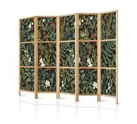 murando Room divider Abstraction 225x172cm / 89"x68" 5 pieces Non-Woven Canvas Single-Sided Folding Screen Privacy Wood Pattern Design Handmade Home Office Japan Botanical Nature Dark b-B-10218-bh-b