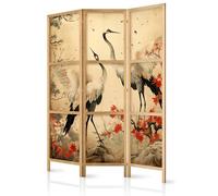 murando Room divider Botanical Abstraction 135x172cm / 54"x68" 3 pieces Non-Woven Canvas Single-Sided Folding Screen Privacy Wood Pattern Design Handmade Home Office Japan Birds p-H-10000-bh-a