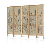 murando Room divider Botanical Abstraction 225x172cm / 89"x68" 5 pieces Non-Woven Canvas Single-Sided Folding Screen Privacy Wood Pattern Design Handmade Home Office Japan Dark Flowers b-A-10443-bh-a
