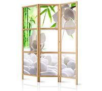 murando Room divider Flowers Bambus Spa 135x171cm / 54"x68" 3 pieces Non-Woven Canvas Single-Sided Folding Screen Privacy wood pattern design hand made Home office Japan p-B-0036-z-b