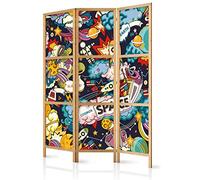 murando Room divider Graffiti Street Art 135x171cm / 54"x68" 3 pieces Non-Woven Canvas Single-Sided Folding Screen Privacy wood pattern design hand made Home office Japan e-B-0039-z-b