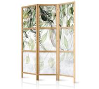murando Room divider Green Leaves 135x171cm / 54"x68" 3 pieces non woven fabric German quality room divider wood design pattern hand made Home office minimalism ivy b-C-0873-bh-b