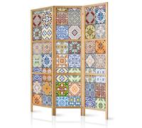 murando Room divider Mosaic 135x171cm / 54"x68" 3 pieces non woven fabric German quality room divider wood design pattern hand made Home office multicolored patterned tiles f-B-0009-bh-b