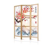 murando - Room divider Mountains 135x171cm / 54"x68" 3 pieces - Non-woven Canvas Single-Sided Folding Screen Privacy wood pattern design hand made Home office - Japan Mountains Tree p-B-0002-z-b
