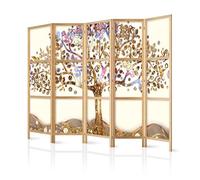 murando Room divider XXL Abstraction 225x171cm / 89" x 68" 5 pieces non woven fabric German quality room divider wood design pattern hand made Home office abstract patterned tree l-A-0002-bh-c