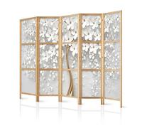 murando Room divider XXL Abstraction 225x171cm / 89" x 68" 5 pieces non woven fabric German quality room divider wood design pattern hand made Home office floral tree white petals b-B-0475-bh-b