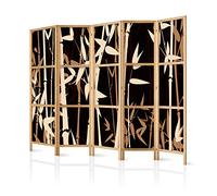 murando Room divider XXL Bamboo 225x171cm / 89"x68" 5 pieces Non-Woven Canvas Single-Sided Folding Screen Privacy wood pattern design hand made Home office Japan p-B-0006-z-c