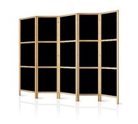 murando Room divider XXL Black Dark 225x171cm / 89"x68" 5 pieces Non-Woven Canvas Single-Sided Folding Screen Privacy wood pattern design hand made Home office Japan f-A-10167-bh-a