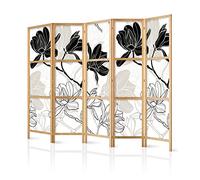 murando Room divider XXL Flowers 225x171cm / 89"x68" 5 pieces Non-Woven Canvas Single-Sided Folding Screen Privacy wood pattern design hand made Home office Japan p-B-0011-z-c