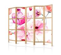 murando Room divider XXL Flowers 225x171cm / 89"x68" 5 pieces Non-Woven Canvas Single-Sided Folding Screen Privacy wood pattern design hand made Home office Japan p-B-0010-z-c
