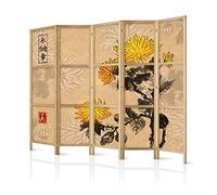 murando Room divider XXL Flowers 225x171cm / 89"x68" 5 pieces Non-Woven Canvas Single-Sided Folding Screen Privacy wood pattern design hand made Home office Japan p-B-0004-z-c