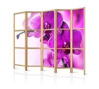 murando Room divider XXL Flowers Orchid 225x171cm / 89"x68" 5 pieces Non-Woven Canvas Single-Sided Folding Screen Privacy wood pattern design hand made Home office Japan b-B-0400-z-c