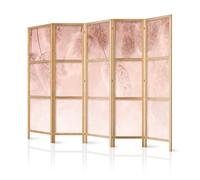 murando Room divider XXL Fluffy flowers 225x171cm / 89" x 68" 5 pieces non woven fabric German quality room divider wood design pattern hand made Home office pinkish blossoms b-C-10081-bh-a