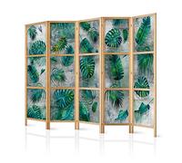 murando Room divider XXL leaves 225x171cm / 89"x68" 5 pieces Non-Woven Canvas Single-Sided Folding Screen Privacy wood pattern design hand made Home office Japan b-A-0376-z-c