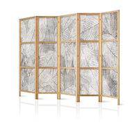 murando Room divider XXL Leaves plant motive nature 225x171cm / 89"x68" 5 pieces Non-Woven Canvas Single-Sided Folding Screen Privacy wood pattern design hand made Home office Japan b-C-0813-z-c