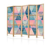 murando Room divider XXL Mandala 225x171cm / 89"x68" 5 pieces Non-Woven Canvas Single-Sided Folding Screen Privacy room divider wood pattern design hand made Home office Japan p-C-0009-z-c