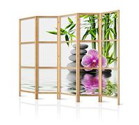 murando Room divider XXL Spa flowers orchid 225x171cm / 89"x68" 5 pieces Non-Woven Canvas Single-Sided Folding Screen Privacy wood pattern design hand made Home office Japan p-B-0033-z-c