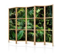 murando Room divider XXL Tropical leaves 225x171cm / 89"x68" 5 pieces Non-Woven Canvas Single-Sided Folding Screen Privacy wood pattern design hand made Home office Japan