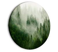 murando Round Canvas Wall Art Forest Fog 80x80 cm / 32"x32" Canvas Prints 1 piece Image Framed Artwork Painting Picture Photo Home Decoration Nature Landscape scandic Panorama c-B-0394-bc-a