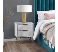 Murano Bedside Cabinet - 2 Drawer - Ribbed - White