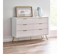 Murano Chest of Drawers - 6 Drawer - Wide - Ribbed - White