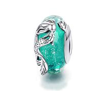 Murano Glass Bead Sterling Silver Core Charms For Pandora Charm Bracelets (Ocean Mermaid Charm)