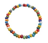 Murano Glass Beaded Bracelet - Rainbow Multi-Coloured Elasticated Stretch (Multi 5mm)