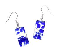 Murano Glass Dropper Earrings, Murano Glass Millefiori Dropper Earrings on Silver Leaf, Handmade from Venice Italy, Venetian Jewellery (B)