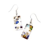 Murano Glass Dropper Earrings, Murano Glass Millefiori Dropper Earrings on Silver Leaf, Handmade from Venice Italy, Venetian Jewellery (E)