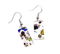 Murano Glass Dropper Earrings, Murano Glass Millefiori Dropper Earrings on Silver Leaf, Handmade from Venice Italy, Venetian Jewellery (A)