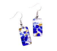 Murano Glass Dropper Earrings, Murano Glass Millefiori Dropper Earrings on Silver Leaf, Handmade from Venice Italy, Venetian Jewellery (F)