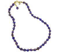 Murano Glass Glass Of Venice Short Necklace 16-Inch plus Extender - Italian Navy Blue Sommerso Sparkling Beads Handmade Blown Glass