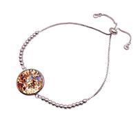 Murano Glass Gold Leaf Bracelet, Expandable Stretch Multi-Coloured Rainbow Glass Bracelet (MGBR16)