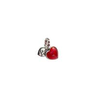 Pandora Silver Red Murano Glass Heart Double Dangle Charm