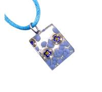 Murano Glass Millefiori Pendant, Murano Jewellery from Venice Italy, Handmade Venetian Glass Pendant on Silver Leaf, 2cm x 1.5cm (Pixie MGPP20)