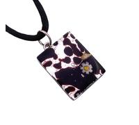 Murano Glass Millefiori Pendant, Murano Jewellery from Venice Italy, Handmade Venetian Glass Pendant on Silver Leaf, Dainty in size 2cm x 1.5cm (Pixie MGPP32)