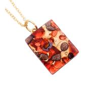 Murano Glass Millefiori Pendant, Murano Jewellery from Venice Italy, Handmade Venetian Glass Pendant on Gold Leaf, Dainty in size 2cm x 1.5cm (Pixie)