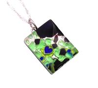 Murano Glass Millefiori Pendant, Murano Jewellery from Venice Italy, Handmade Venetian Glass Pendant on Silver Leaf, Dainty in size 2cm x 1.5cm (Pixie)