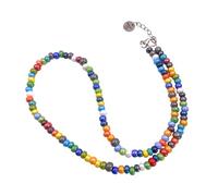 Murano Glass Rainbow Necklace, Multi-Coloured 5mm Beads MGNL1