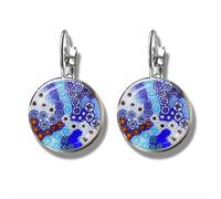 Murano Millefiori Earrings MultiColour Flower Glass Cabochon French Hook Earrings Jewelry For Women Girls Gift Wholesale