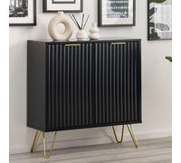 Murano Sideboard - 80cm - 2 Door - Compact - Ribbed - Black
