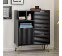 Murano Sideboard - 80cm - 2 Door - Small - Ribbed - Black