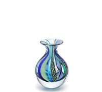 Murano Style Glass Vase Hand Blown Blue Canes Boho Effect Home Decor | Small Vase by Seguso, Decorative Table Centerpiece for Flowers - A Unique Gift for Christmas, Mother's Day, Valentine's Day