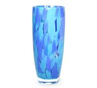 Murano Style Glass Vase Hand Blown Blue Confetti Effect Home Decor AD3 | Wide Mouth Vase for Flowers by Seguso, Decorative Centerpiece - A Unique Gift for Christmas, Mother's Day, Valentine's Day
