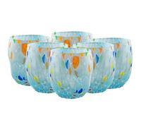MurArt Celeste Murano Glasses Set of 6 Glasses 400 ml Wave Collection in Hand-Blown Glass in Handicraft