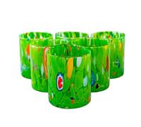 MurArt Murano Glasses Set of 6 Glasses 300 ml Tower Collection in Hand-Blown Glass in Handmade Processing Made in Italy