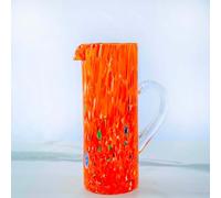 MurArt Murano Glasses Set of 6 Glasses 300 ml Tower Collection in Hand-Blown Glass in Handmade Processing Made in Italy (Orange, Jug)