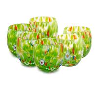 MurArt Murano Glasses Set of 6 Glasses 400 ml Marea Collection in Hand-Blown Glass in Handmade Processing Made in Italy (Grass Green, 6 Piece)