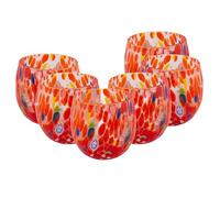 MurArt Murano Glasses Set of 6 Glasses 400 ml Marea Collection in Hand-Blown Glass in Handmade Processing Made in Italy (Red, 6 Piece)