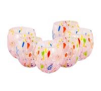 MurArt Murano Glasses Set of 6 Glasses 400 ml Marea Collection in Hand-Blown Glass in Handmade Processing Made in Italy (Pink, 6 Glass)